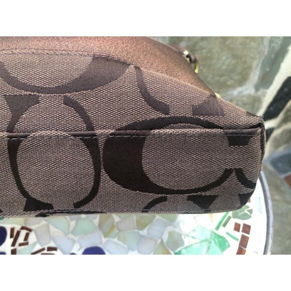 COACH SIGNATURE STRIPE CONVERTIBLE SHOULDER BAG BROWN #13674 (500 - Picture 9 of 9